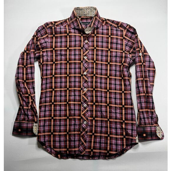 Bogosse Men's Long Sleeve Multicolor Plaid Button Up Dress Shirt - Size 2 (S) - Picture 1 of 5